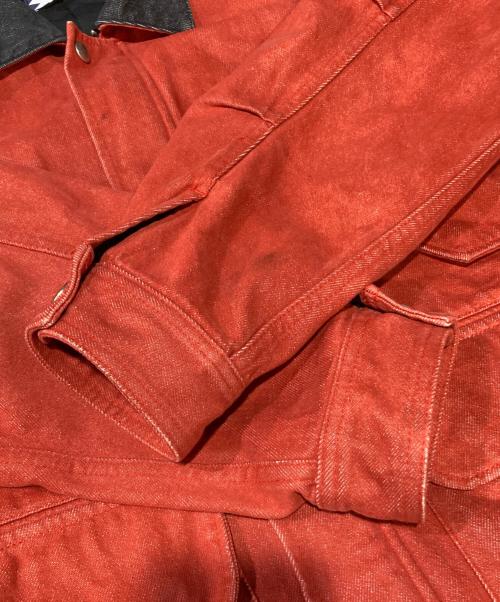 son of the cheese（（サノバチーズ））son of the cheese (（サノバチーズ）) WASHED DENIM WORK JACKET レッド サイズ:SIZE Lの古着・服飾アイテム