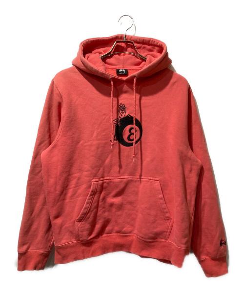 stussy（ステューシー）stussy (ステューシー) 8 Ball Man Embroidered Hoodie レッド サイズ:Mの古着・服飾アイテム