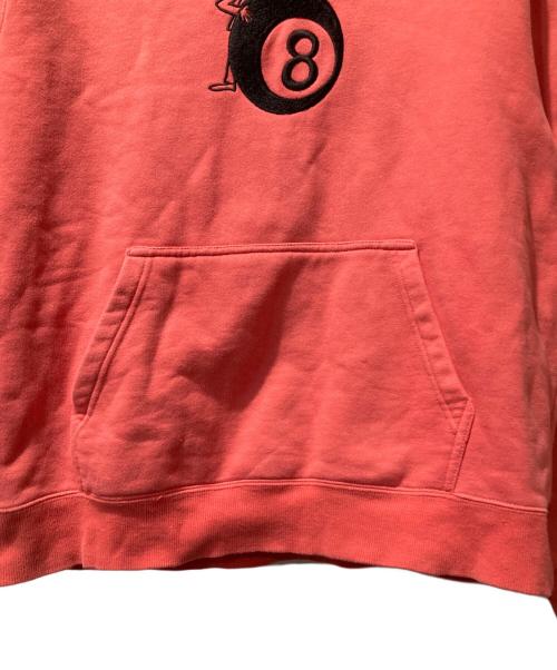 stussy（ステューシー）stussy (ステューシー) 8 Ball Man Embroidered Hoodie レッド サイズ:Mの古着・服飾アイテム