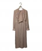 HER LIP TOハーリップトゥ）の古着「Viola Bow Pleated Dress」｜ベージュ