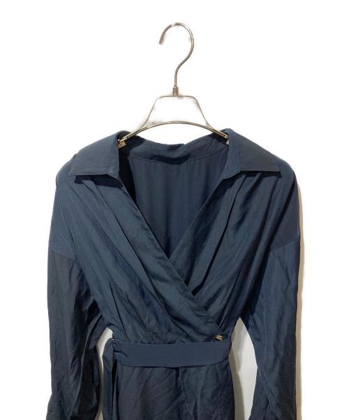La TOTALITE（ラ ト―タリテ）La TOTALITE (ラ ト―タリテ) カシュクールシャツワンピース ネイビー サイズ:36の古着・服飾アイテム
