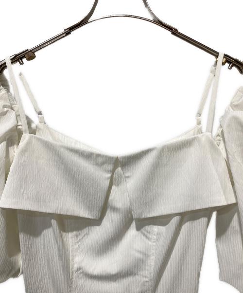 HER LIP TO（ハーリップトゥ）Her lip to (ハーリップトゥ) Papillon Stripe Shirt Dress ホワイト サイズ:Mの古着・服飾アイテム