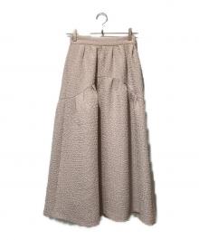 HER LIP TO（ハーリップトゥ）の古着「Twinkle Jacquard Volume Skirtトゥインクル ジャガード ボリューム スカート」｜ベージュ