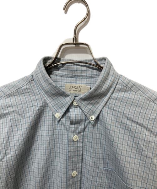 SEDAN ALL-PURPOSE（セダンオールパーパス）SEDAN ALL-PURPOSE (セダンオールパーパス) Twill Plaid Big BD Shirt スカイブルー サイズ:Lの古着・服飾アイテム