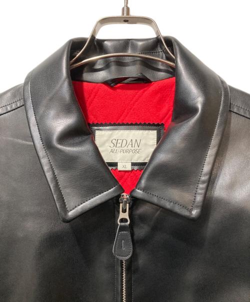 SEDAN ALL-PURPOSE（セダンオールパーパス）SEDAN ALL-PURPOSE (セダンオールパーパス) Synthetic Leather Sports Jacket ブラック サイズ:XLの古着・服飾アイテム