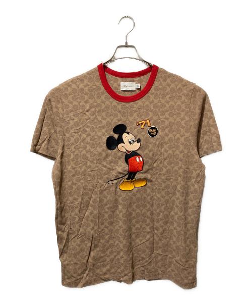 COACH（コーチ）COACH (コーチ) DISNEY (ディズニー) ミッキーマウス シグネチャー Tシャツ ブラウン サイズ:Lの古着・服飾アイテム