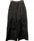 PAMEO POSEパメオポーズ）の古着「Laces-up Denim Baggy Trousers」｜ブラック