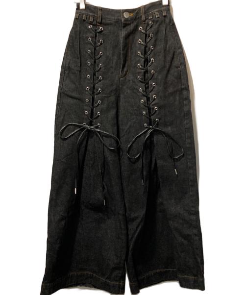 PAMEO POSE（パメオポーズ）PAMEO POSE (パメオポーズ) Laces-up Denim Baggy Trousers ブラック サイズ:Ｓの古着・服飾アイテム