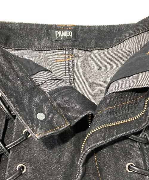 PAMEO POSE（パメオポーズ）PAMEO POSE (パメオポーズ) Laces-up Denim Baggy Trousers ブラック サイズ:Ｓの古着・服飾アイテム