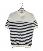 JOHN SMEDLEYジョンスメドレー）の古着「STANDARD FIT HAYES STRIPED T-SHIRT」｜ホワイト