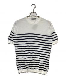 JOHN SMEDLEY（ジョンスメドレー）の古着「STANDARD FIT HAYES STRIPED T-SHIRT」｜ホワイト