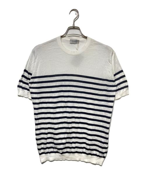 JOHN SMEDLEY（ジョンスメドレー）JOHN SMEDLEY (ジョンスメドレー) STANDARD FIT HAYES STRIPED T-SHIRT ホワイト サイズ:Lの古着・服飾アイテム