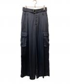 BARNEYS NEWYORKバーニーズ・ニューヨーク）の古着「ハイウエスト サテンパンツ」｜ネイビー