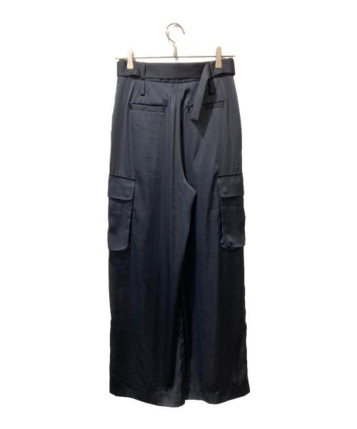 BARNEYS NEWYORK（バーニーズ・ニューヨーク）BARNEYS NEWYORK (バーニーズ・ニューヨーク) ハイウエスト サテンパンツ ネイビー サイズ:Mの古着・服飾アイテム