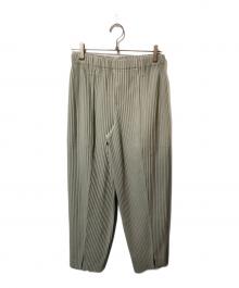 HOMME PLISSE ISSEY MIYAKE（オム プリッセ イッセイ ミヤケ）の古着「スリットプリーツパンツ」｜グリーン