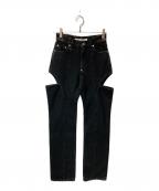 JOHN LAWRENCE SULLIVANジョン ローレンス サリバン）の古着「WASHED DENIM HOLLOWED OUT PANTS」｜ブラック