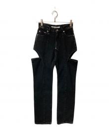 JOHN LAWRENCE SULLIVAN（ジョン ローレンス サリバン）の古着「WASHED DENIM HOLLOWED OUT PANTS」｜ブラック