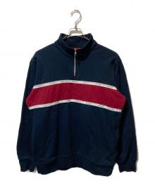 SUPREME（シュプリーム）の古着「Logo Tape Stripe Half Zip Sweat」｜ネイビー×レッド