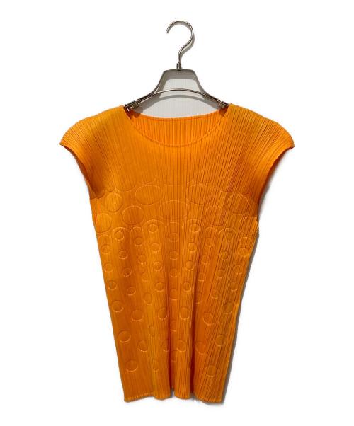PLEATS PLEASE（プリーツプリーズ）PLEATS PLEASE (プリーツプリーズ) ノースリーブプリーツカットソー オレンジ サイズ:記載なしの古着・服飾アイテム