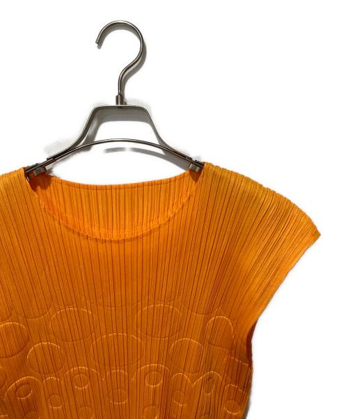 PLEATS PLEASE（プリーツプリーズ）PLEATS PLEASE (プリーツプリーズ) ノースリーブプリーツカットソー オレンジ サイズ:記載なしの古着・服飾アイテム