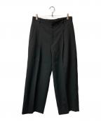 H BEAUTY&YOUTHエイチ ビューティー&ユース）の古着「ウール ファーム 1プリーツ ワイドパンツ」｜ブラック