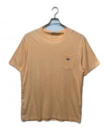 maison kitsune（メゾンキツネ）の古着「NAVY FOX PATCH CLASSIC POCKET T-SHIRT」｜オレンジ