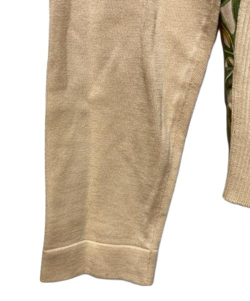 HERMES（エルメス）HERMES (エルメス) スカーフ柄シルク切替カーディガン ベージュ×グリーン サイズ:36の古着・服飾アイテム