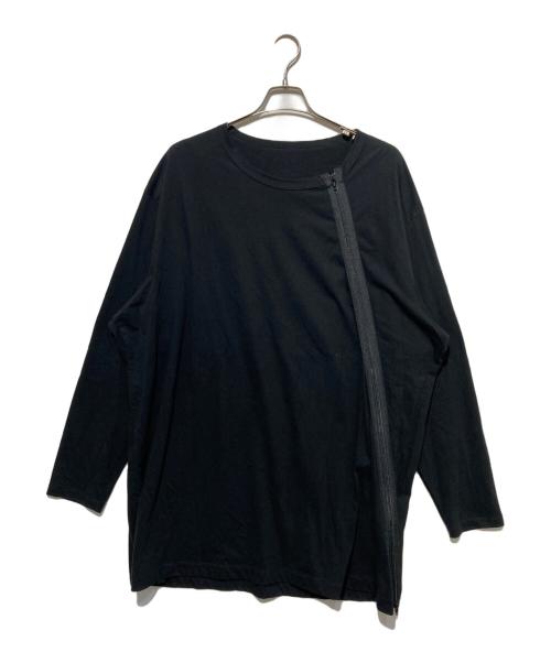 GROUND Y（グラウンドワイ）GROUND Y (グラウンドワイ) 斜めファスナーカットソー ブラック サイズ:3の古着・服飾アイテム