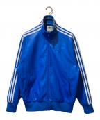 adidasアディダス）の古着「フェイクレザーアディカラールーズファイヤーバードトラックスーツジャケット」｜ブルー