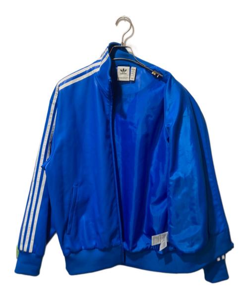 adidas（アディダス）adidas (アディダス) フェイクレザーアディカラールーズファイヤーバードトラックスーツジャケット ブルー サイズ:XLの古着・服飾アイテム