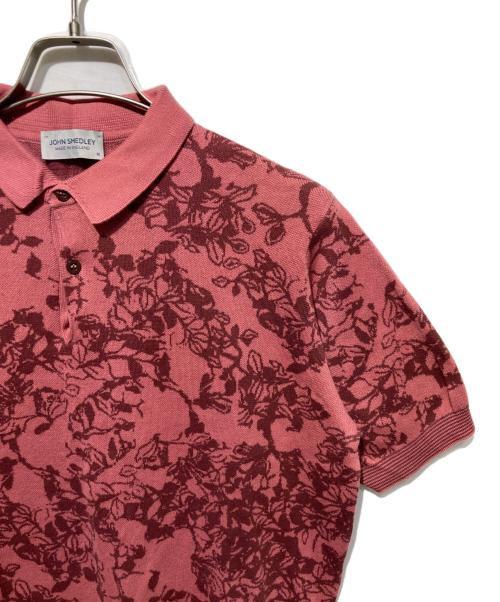 JOHN SMEDLEY（ジョンスメドレー）JOHN SMEDLEY (ジョンスメドレー) 総柄ニットポロシャツ ピンク サイズ:Mの古着・服飾アイテム