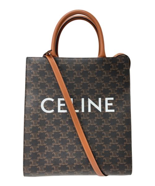 CELINE（セリーヌ）CELINE (セリーヌ) バーティカルカバスモールトリオンフキャンバス ブラウンの古着・服飾アイテム