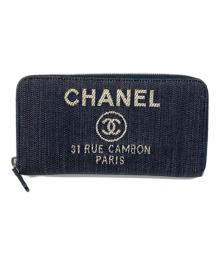 CHANEL（シャネル）の古着「ラウンドファスナー財布」｜インディゴ