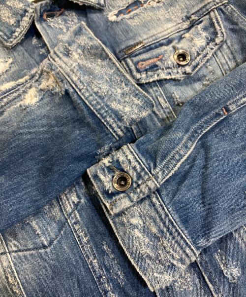 DIESEL（ディーゼル）DIESEL (ディーゼル) ダメージ加工 デニムジャケット インディゴ サイズ:Sの古着・服飾アイテム