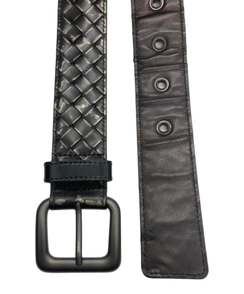 BOTTEGA VENETA（ボッテガベネタ）BOTTEGA VENETA (ボッテガベネタ) イントレチャートレザーベルト ブラック サイズ:95cm 38inの古着・服飾アイテム