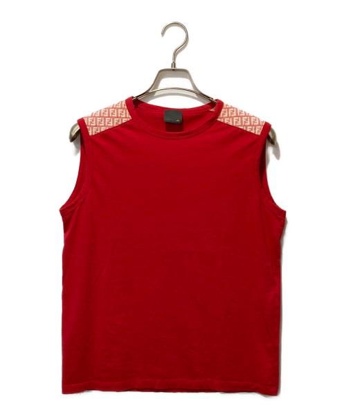 FENDI（フェンディ）FENDI (フェンディ) ズッカ柄切替ノースリーブカットソー レッド サイズ:48の古着・服飾アイテム