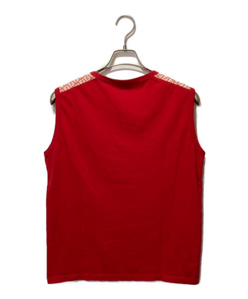 FENDI（フェンディ）FENDI (フェンディ) ズッカ柄切替ノースリーブカットソー レッド サイズ:48の古着・服飾アイテム