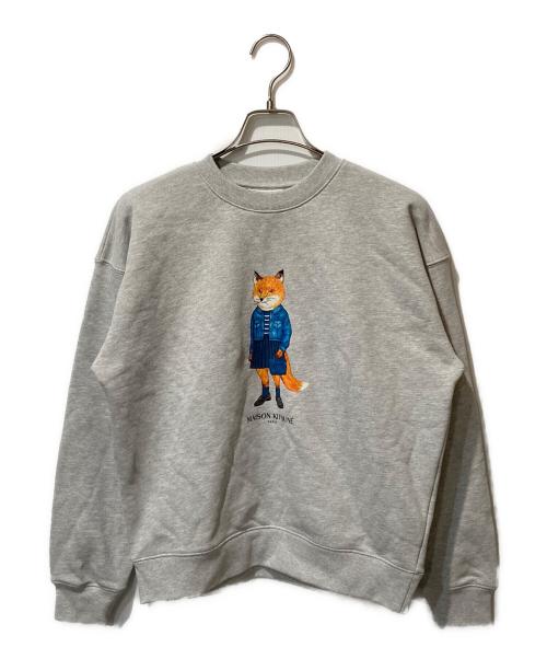 maison kitsune（メゾンキツネ）maison kitsune (メゾンキツネ) フォックスプリントクルーネックスウェット グレー サイズ:XS 未使用品の古着・服飾アイテム