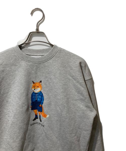 maison kitsune（メゾンキツネ）maison kitsune (メゾンキツネ) フォックスプリントクルーネックスウェット グレー サイズ:XS 未使用品の古着・服飾アイテム