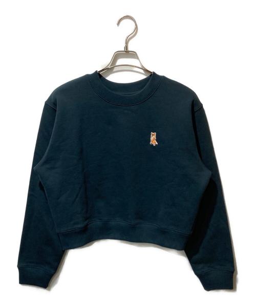 maison kitsune（メゾンキツネ）MAISON KITSUNE (メゾンキツネ) レディ フォックス クロップ スウェットシャツ ネイビー サイズ:S 未使用品の古着・服飾アイテム