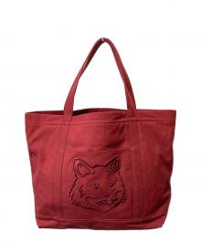 maison kitsune（メゾンキツネ）の古着「BOLD FOX HEAD CLASSIC TOTE BAGボールド フォックスヘッド クラシック トートバッグ」｜レッド