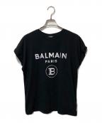 BALMAINバルマン）の古着「フロッキーロゴプリントカットソー」｜ブラック