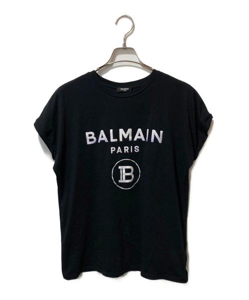 BALMAIN（バルマン）BALMAIN (バルマン) フロッキーロゴプリントカットソー ブラック サイズ:Sの古着・服飾アイテム