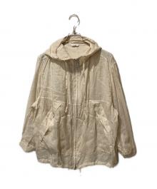CLANE（クラネ）の古着「SHEER AIRY ZIP HOODIE」｜ベージュ