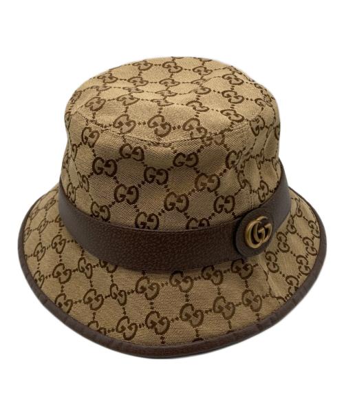 GUCCI（グッチ）GUCCI (グッチ) GGキャンバスハット ブラウン サイズ:Mの古着・服飾アイテム