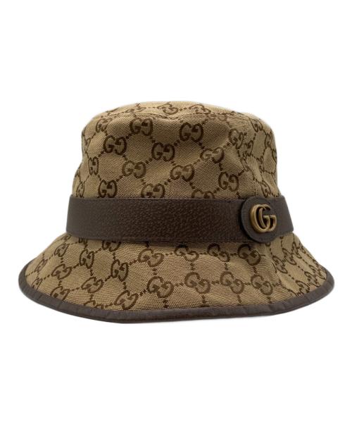 GUCCI（グッチ）GUCCI (グッチ) GGキャンバスハット ブラウン サイズ:Mの古着・服飾アイテム