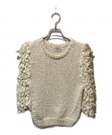 CLANE（クラネ）の古着「FRILL HALF SLEEVE HAND KNIT TOPS」｜ホワイト