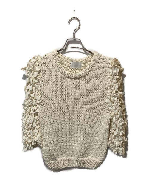 CLANE（クラネ）CLANE (クラネ) FRILL HALF SLEEVE HAND KNIT TOPS ホワイト サイズ:2の古着・服飾アイテム