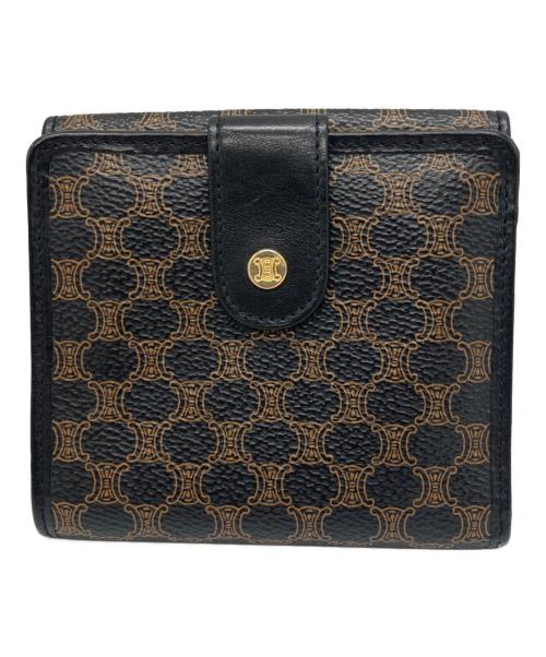 CELINE（セリーヌ）CELINE (セリーヌ) マカダム 二つ折り財布 ブラック×ブラウンの古着・服飾アイテム