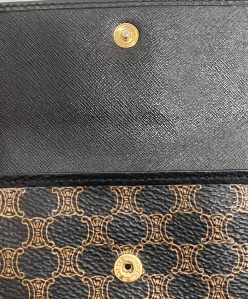 CELINE（セリーヌ）CELINE (セリーヌ) マカダム 二つ折り財布 ブラック×ブラウンの古着・服飾アイテム